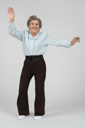 Old lady waving