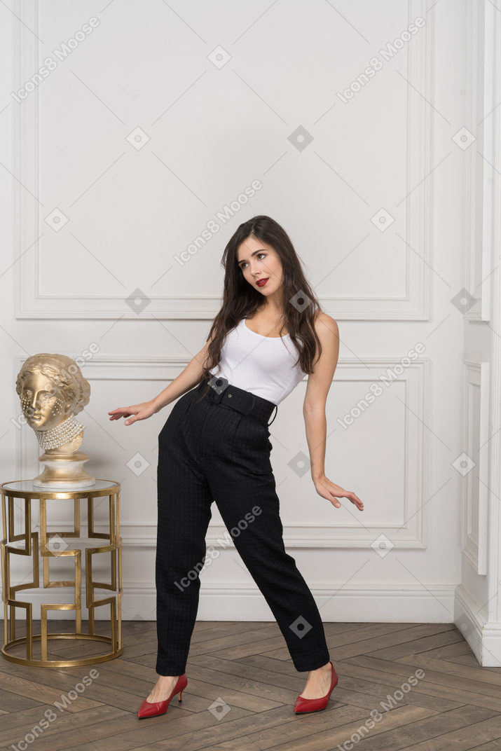 Young businesswoman swinging