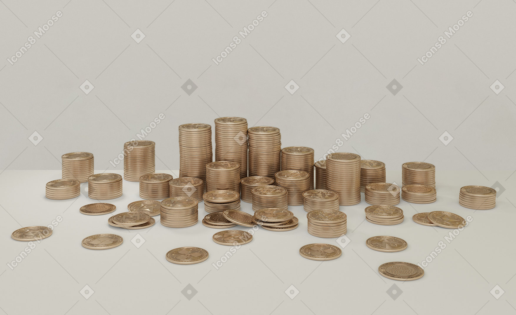 Stacks of crypto coins