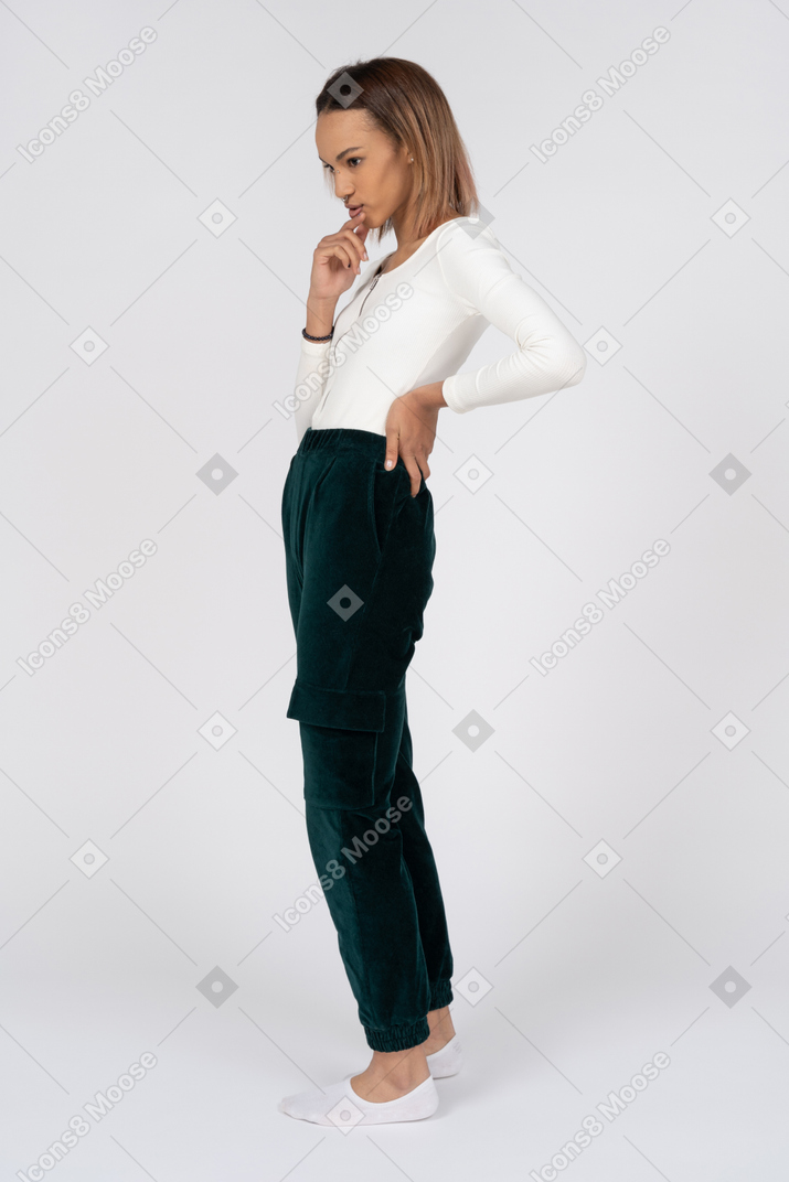 Woman in casual clothes standing