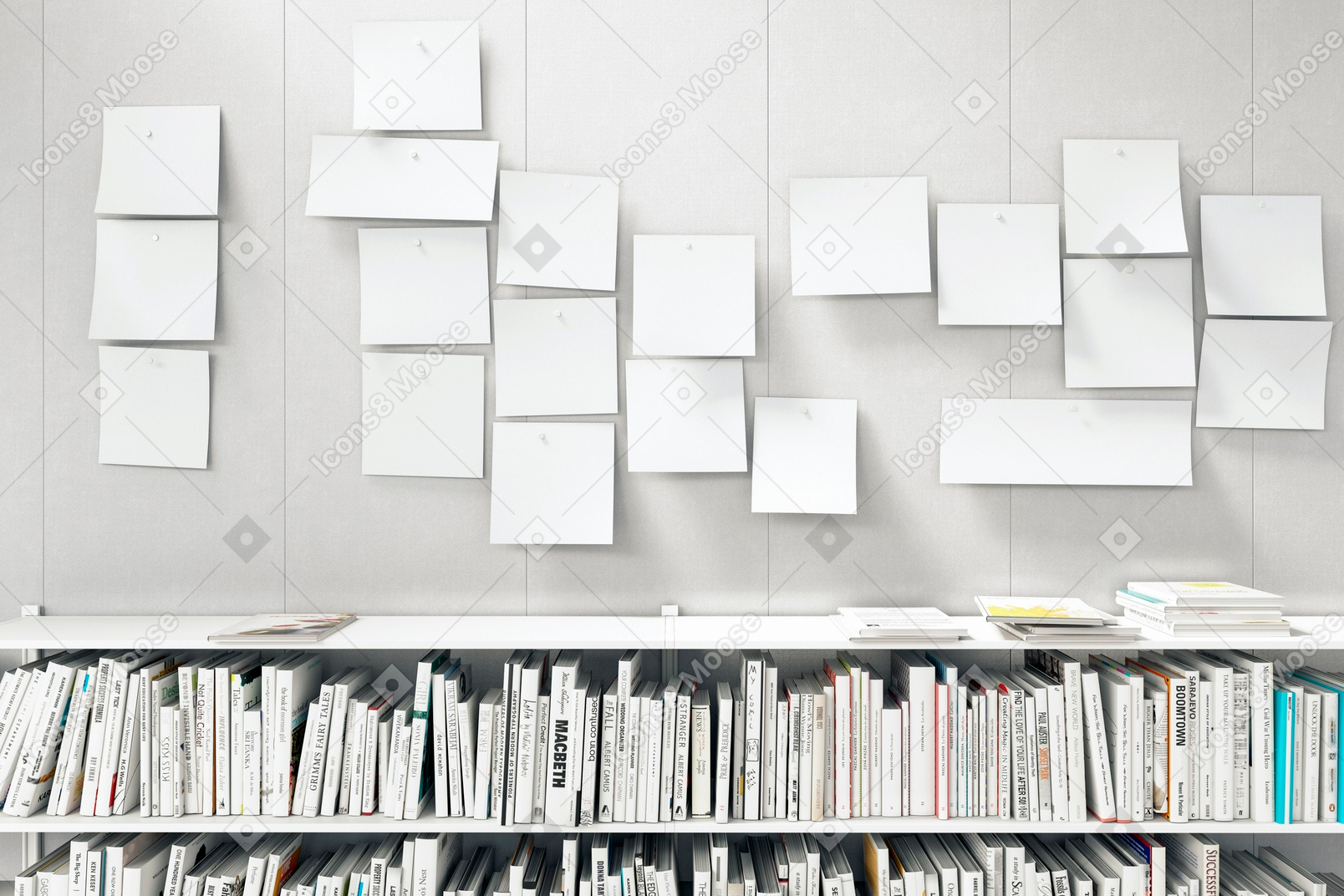 A row of books in a library