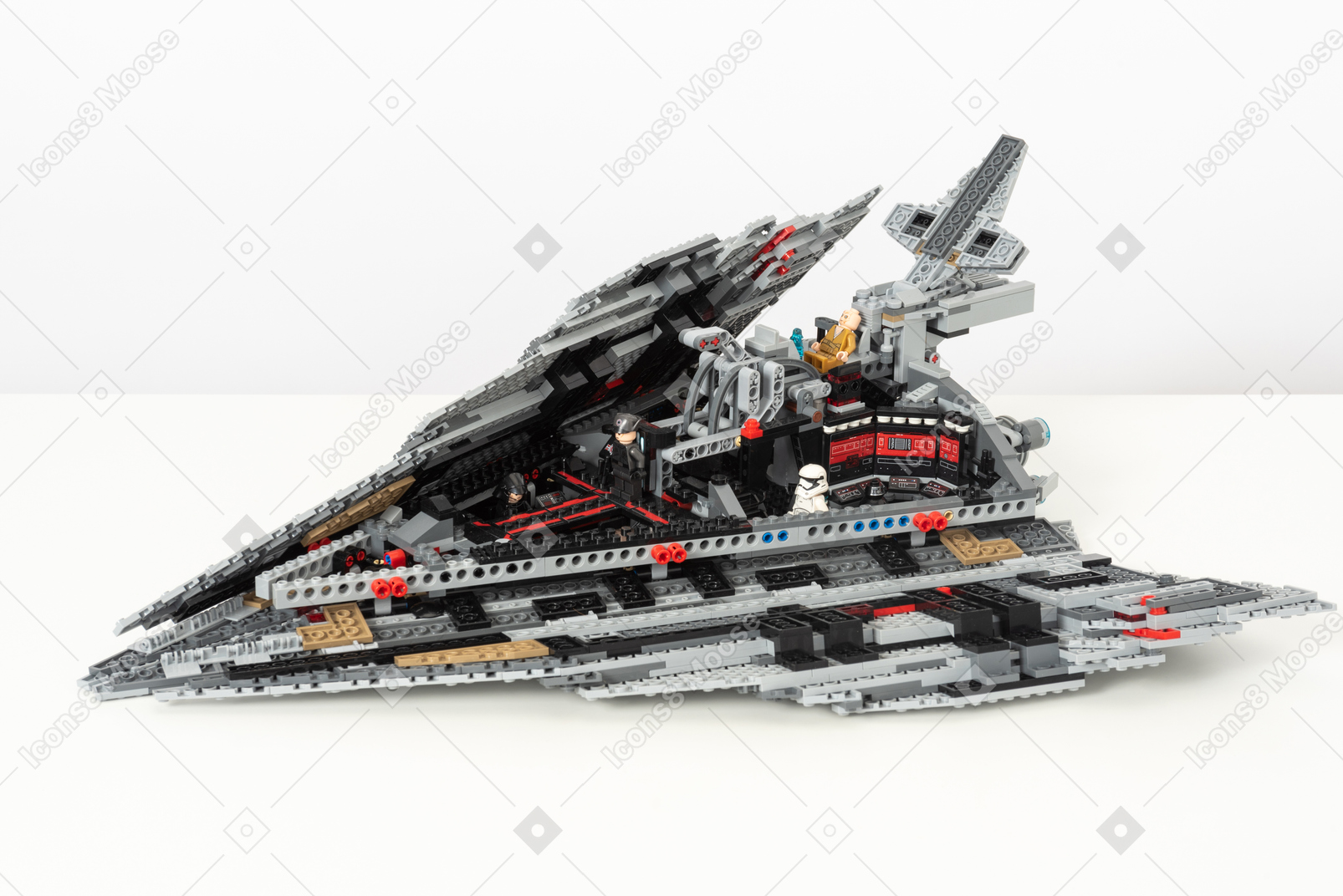 Lego spaceship on a white background