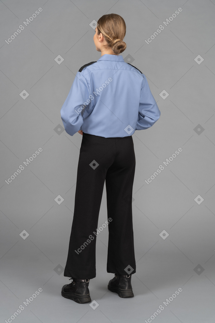 Female security guard's back