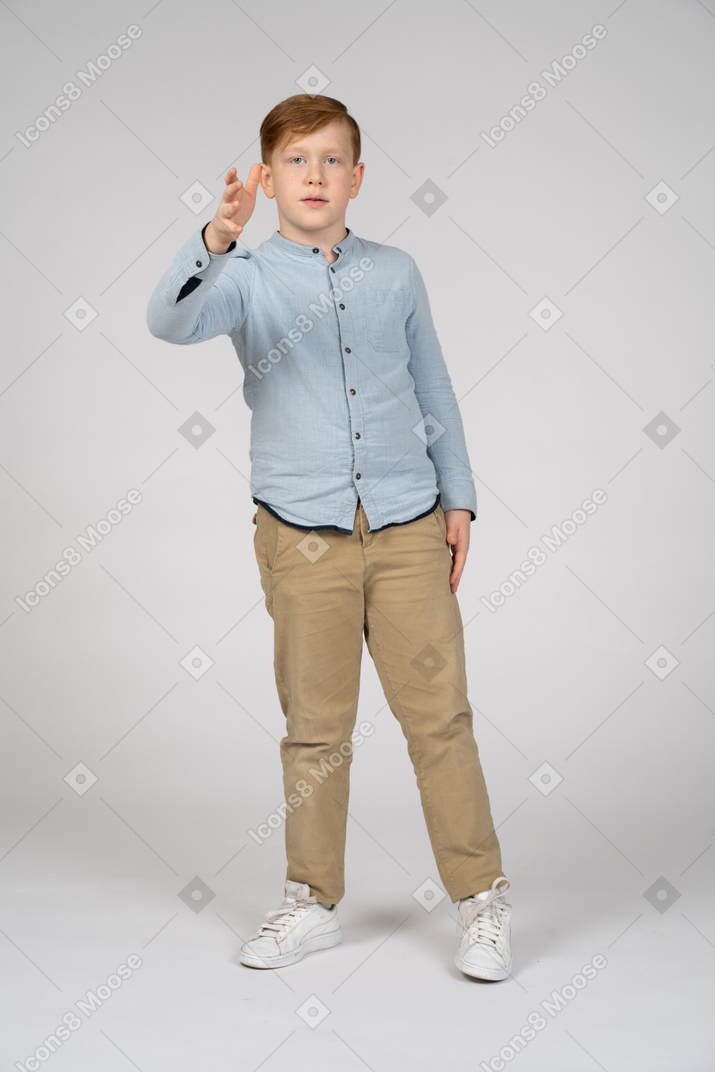 A young boy is posing for a picture