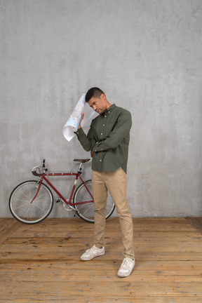 Man holding city map