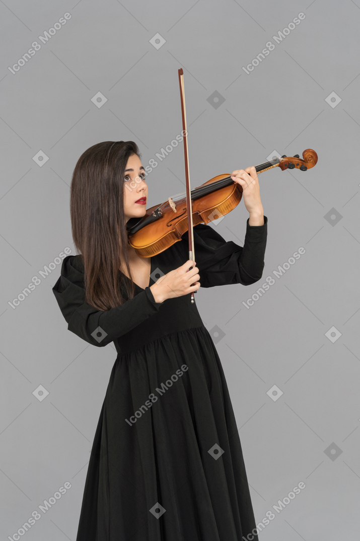 Una hermosa mujer violinista