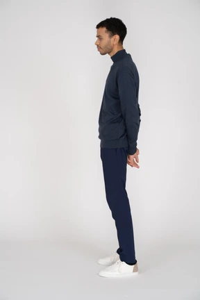Man in black clothes standing