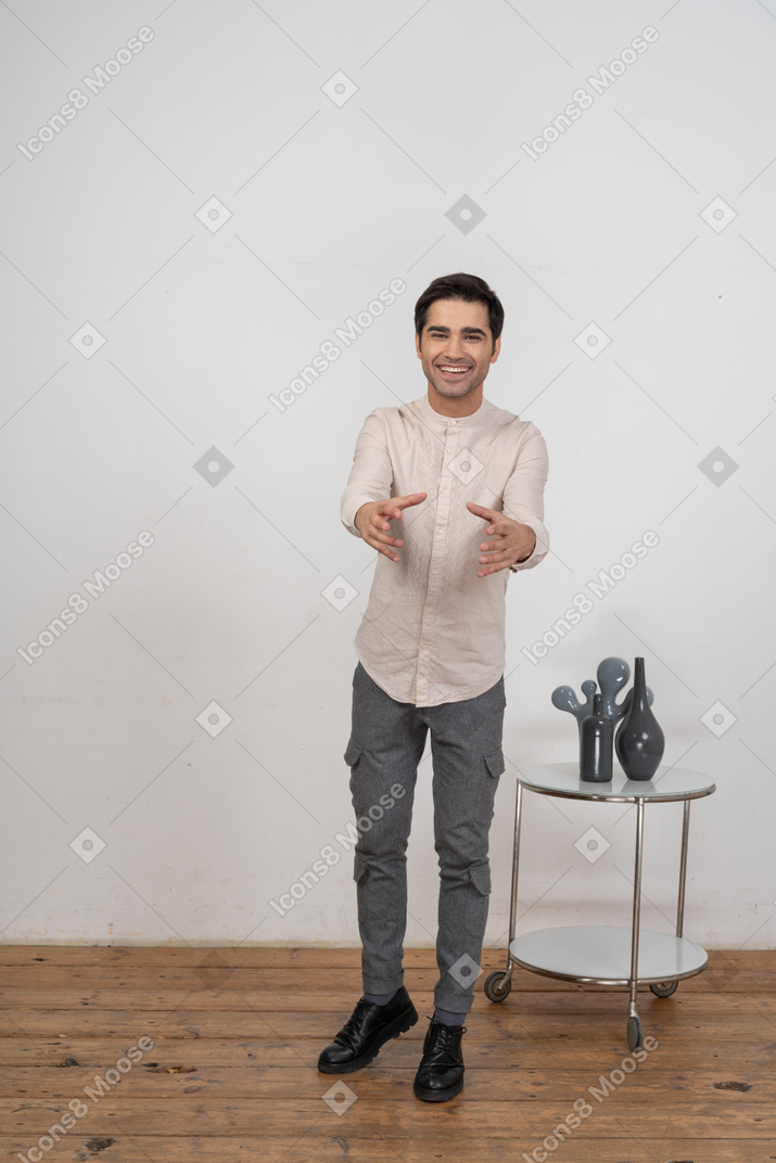Surprised man in shirt standing