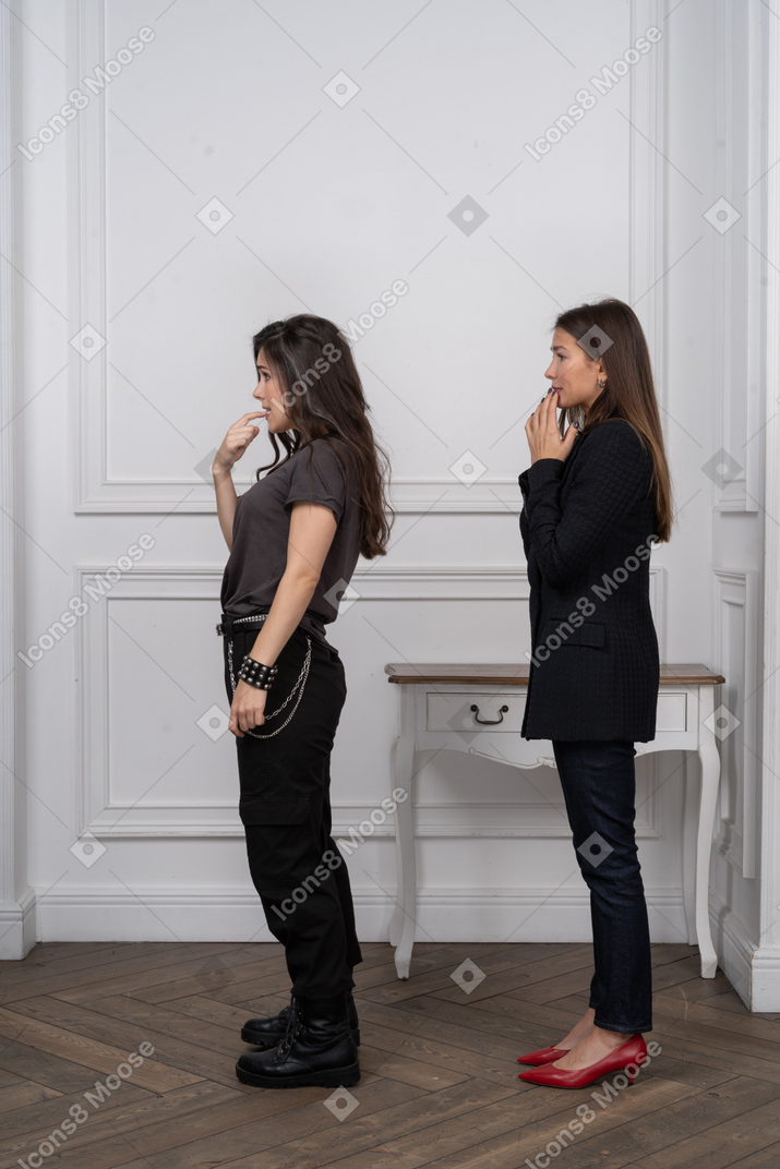 Side view of thinking women