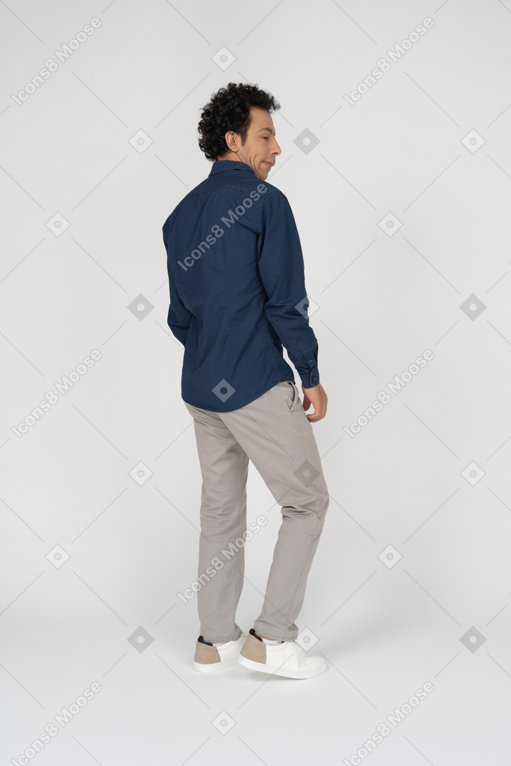 Side view of a man in casual clothes
