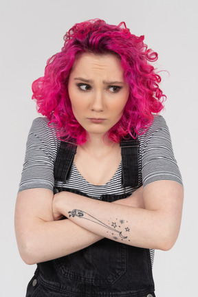 Close-up of a pink haired teenager