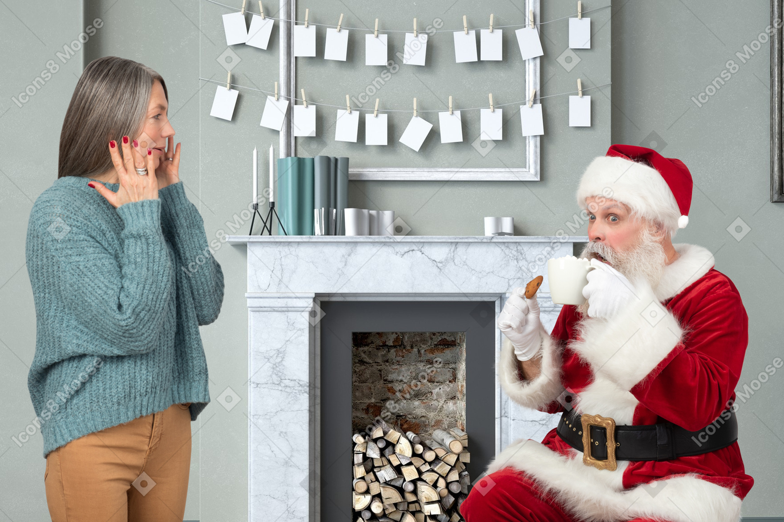 Santa claus got caught by the woman