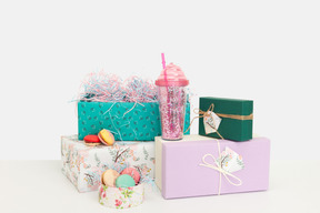 Colorful wrapped gift boxes