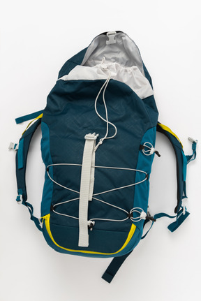 Blue backpack on a white background