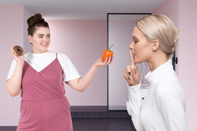 Women talking in the bathroom