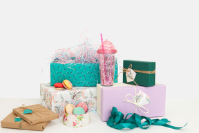 Colorful wrapped gift boxes