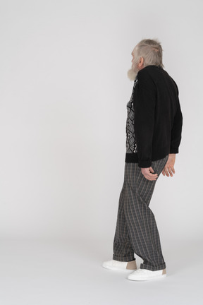 Elderly man leaning back