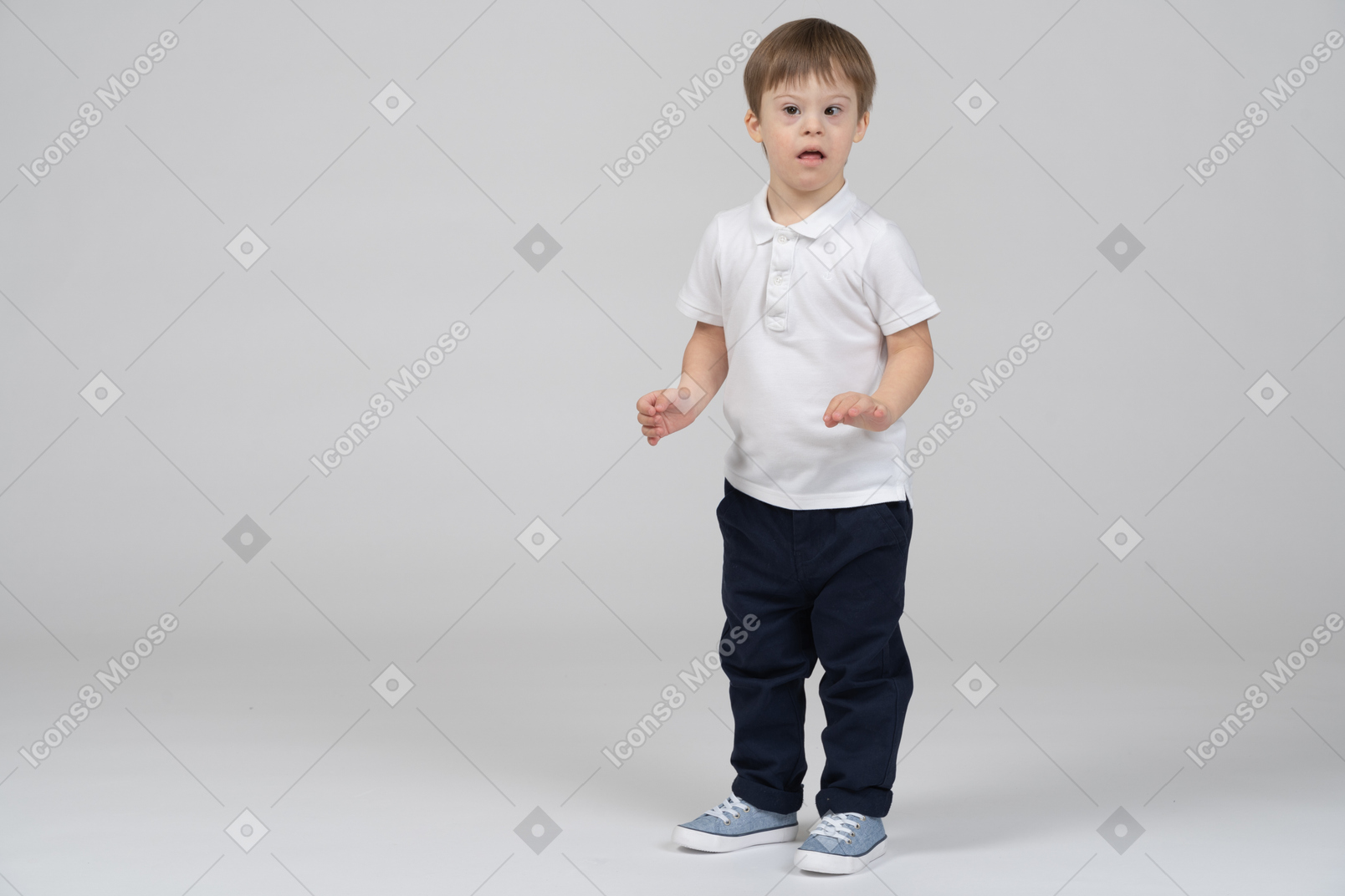 Boy standing in the clouds