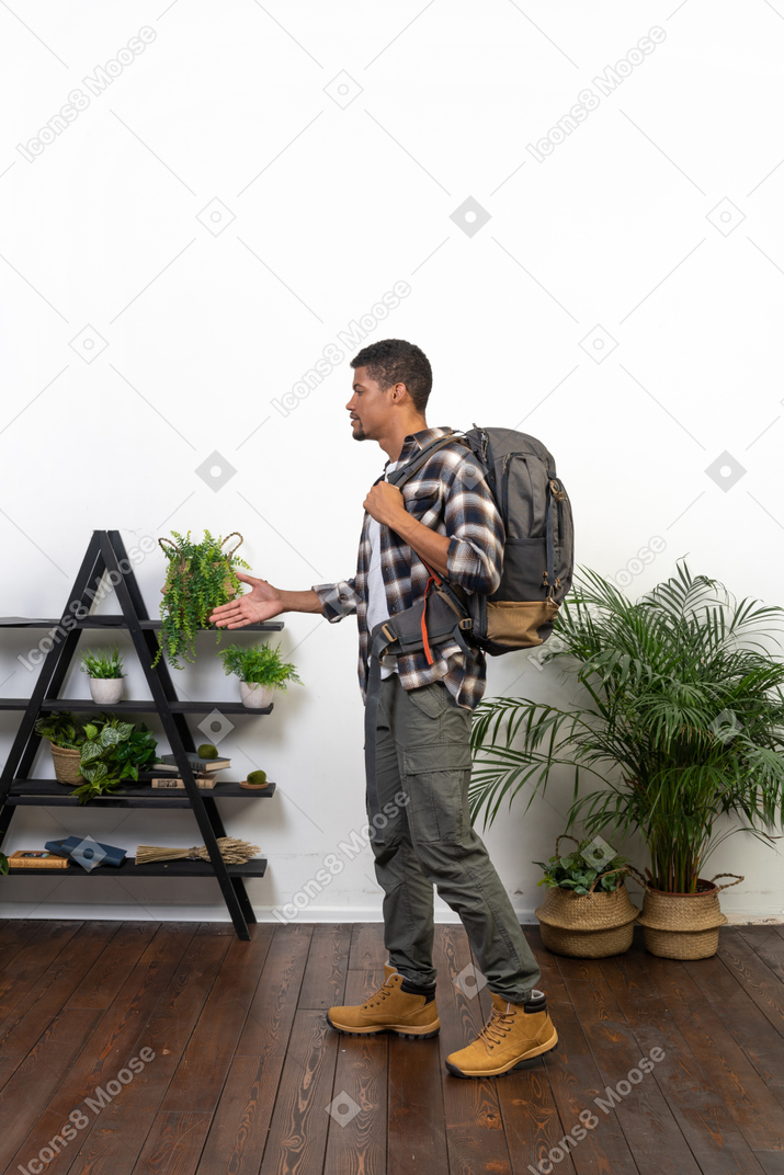 Good looking young man with a backpack