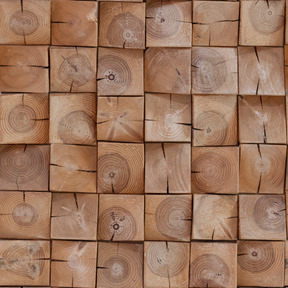 Stack of square sawed logs
