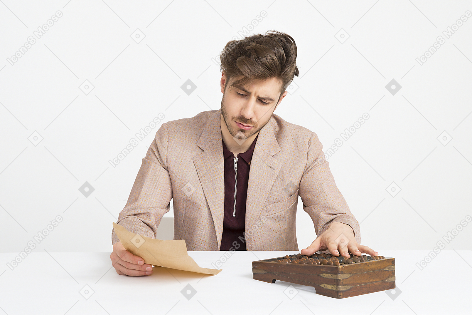 Accountant calculating with abacus