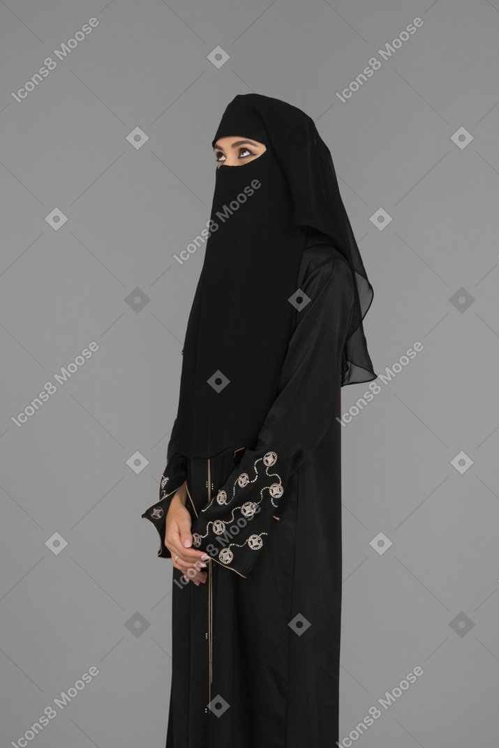 A muslim woman wearing a niqab
