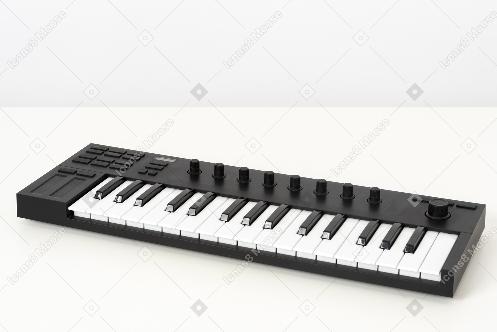 Musical keyboard on a white background