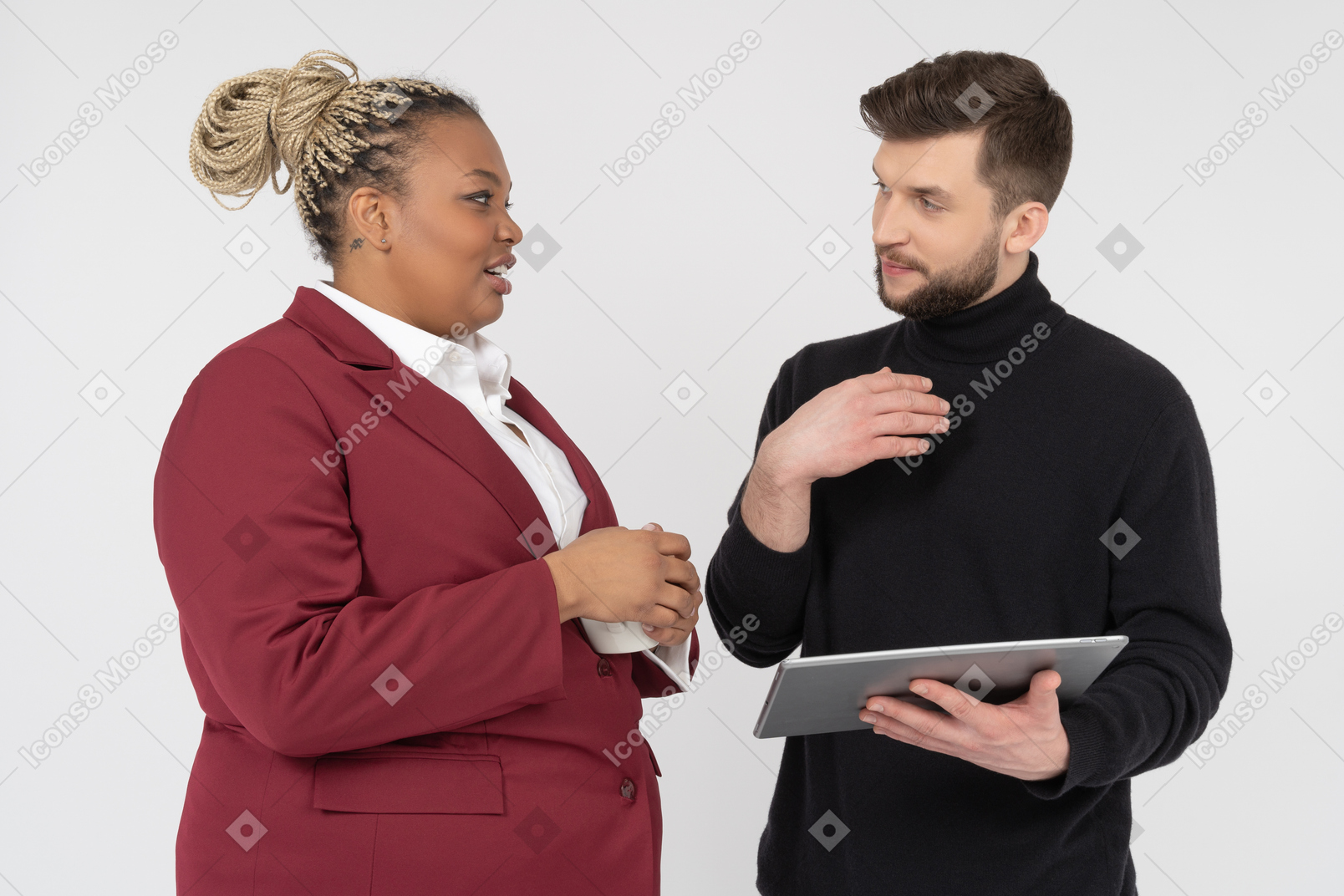 Coworkers discussing the work
