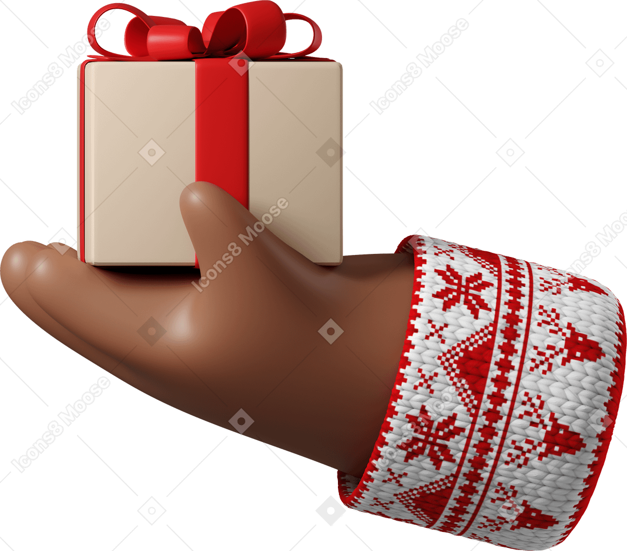 Hand hält weihnachtsgeschenk