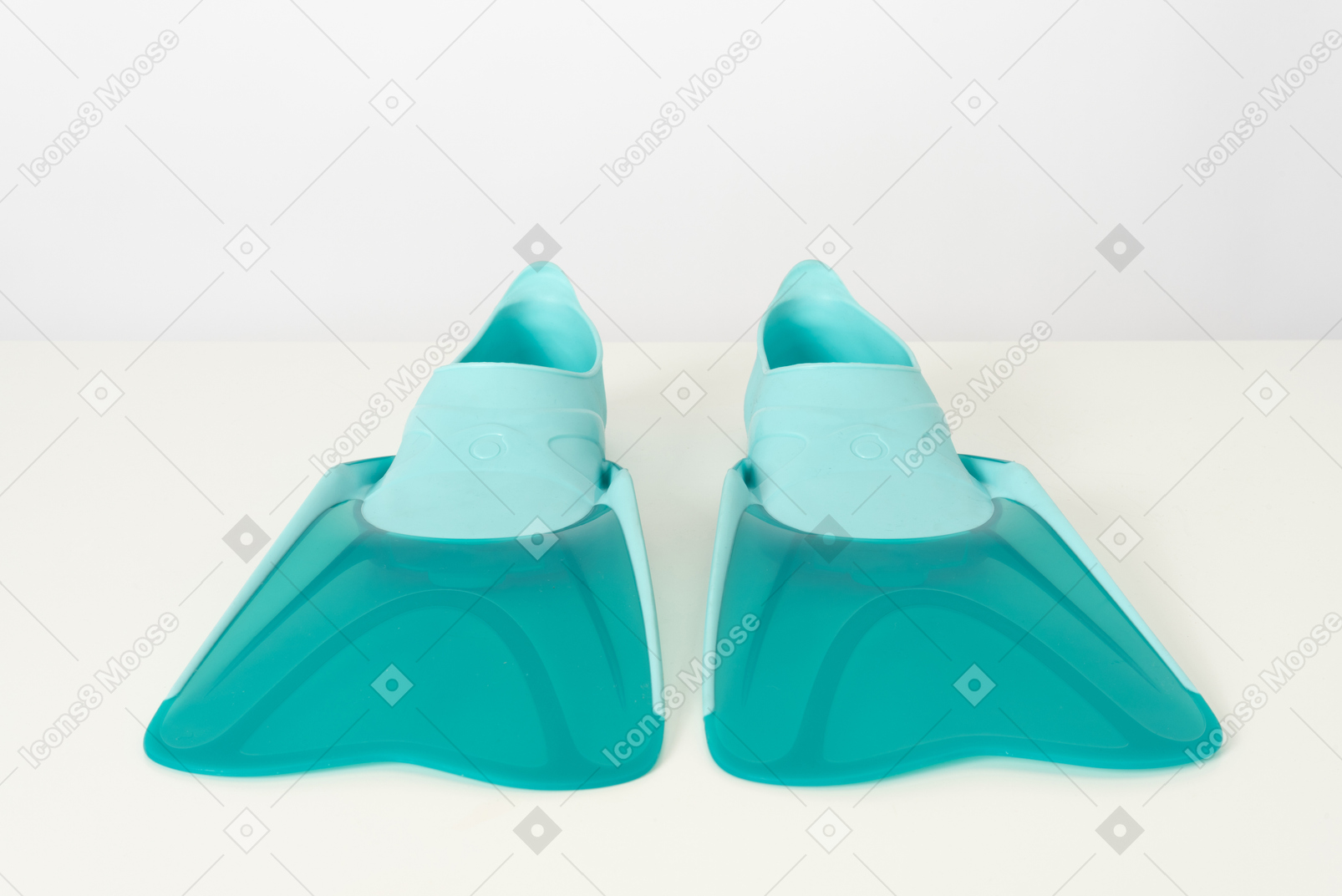 Blue swimming fins on a white background