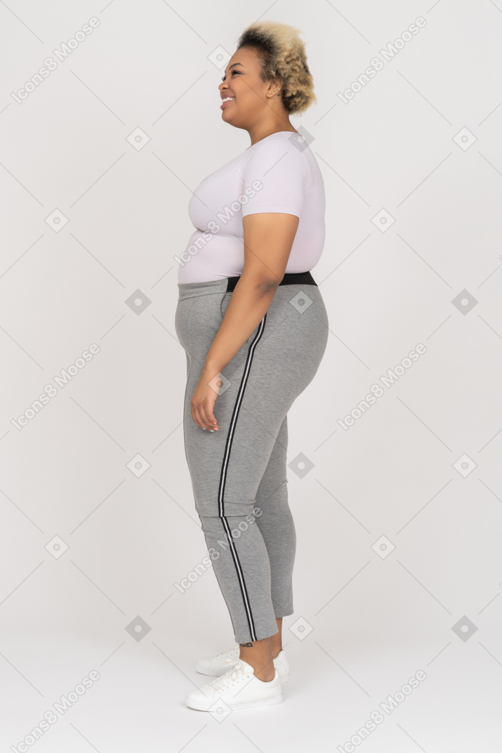 Smiling african-american woman posing in profile