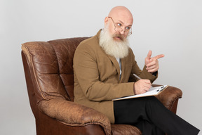 Mature psychoanalyst working