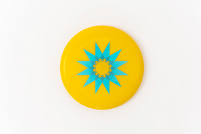 Blue and yellow frisbee
