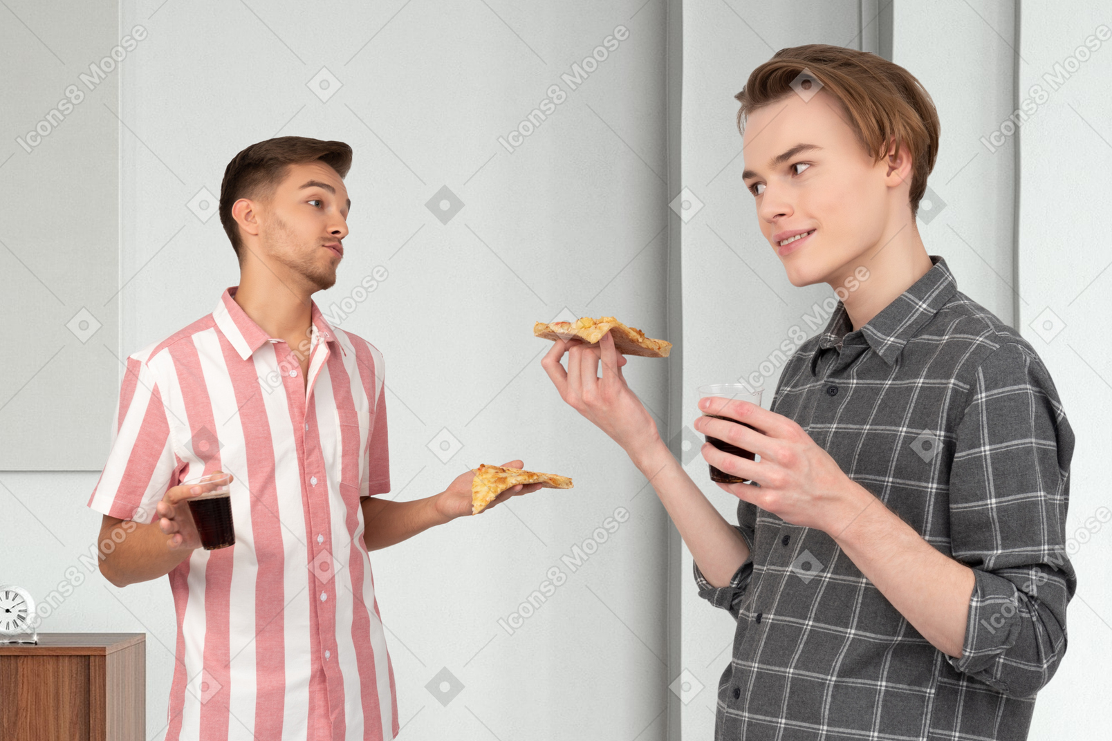 Man holding a slice of pizza