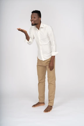 Man in white shirt standing