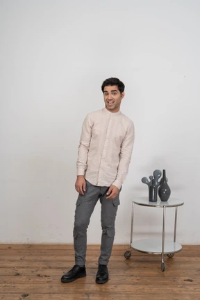 Man in shirt looking at camera