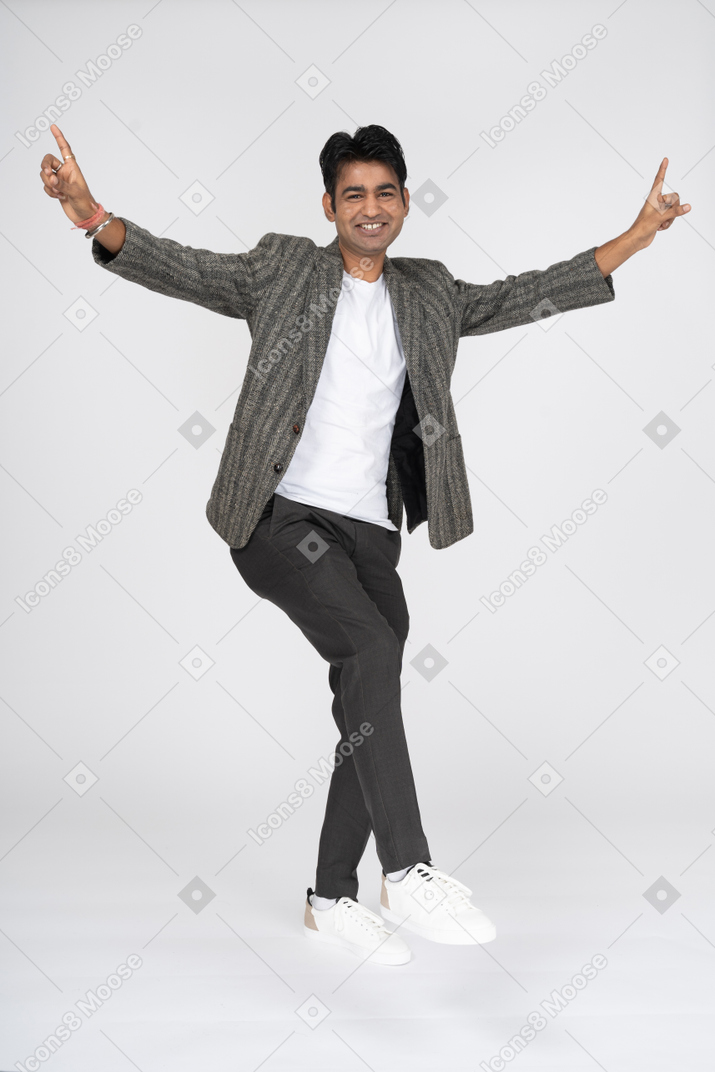 Man in suit dancing