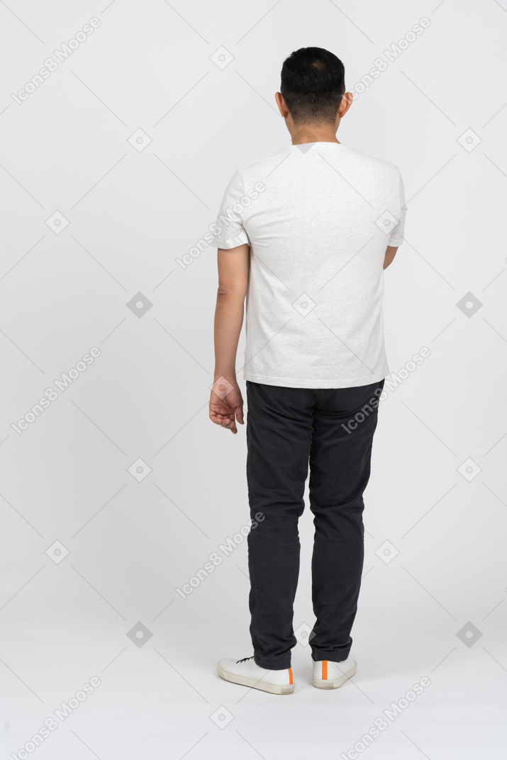 Back view of a man in casual clothes