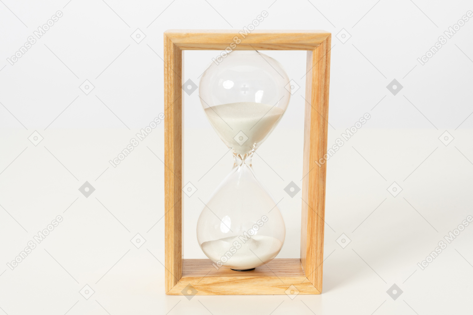 Wooden hourglass on a white background