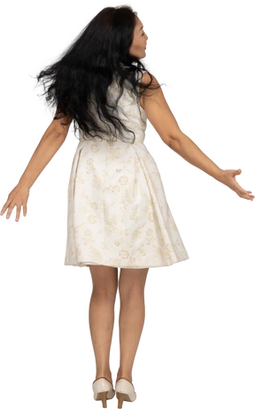 Woman in beautiful dress standing
