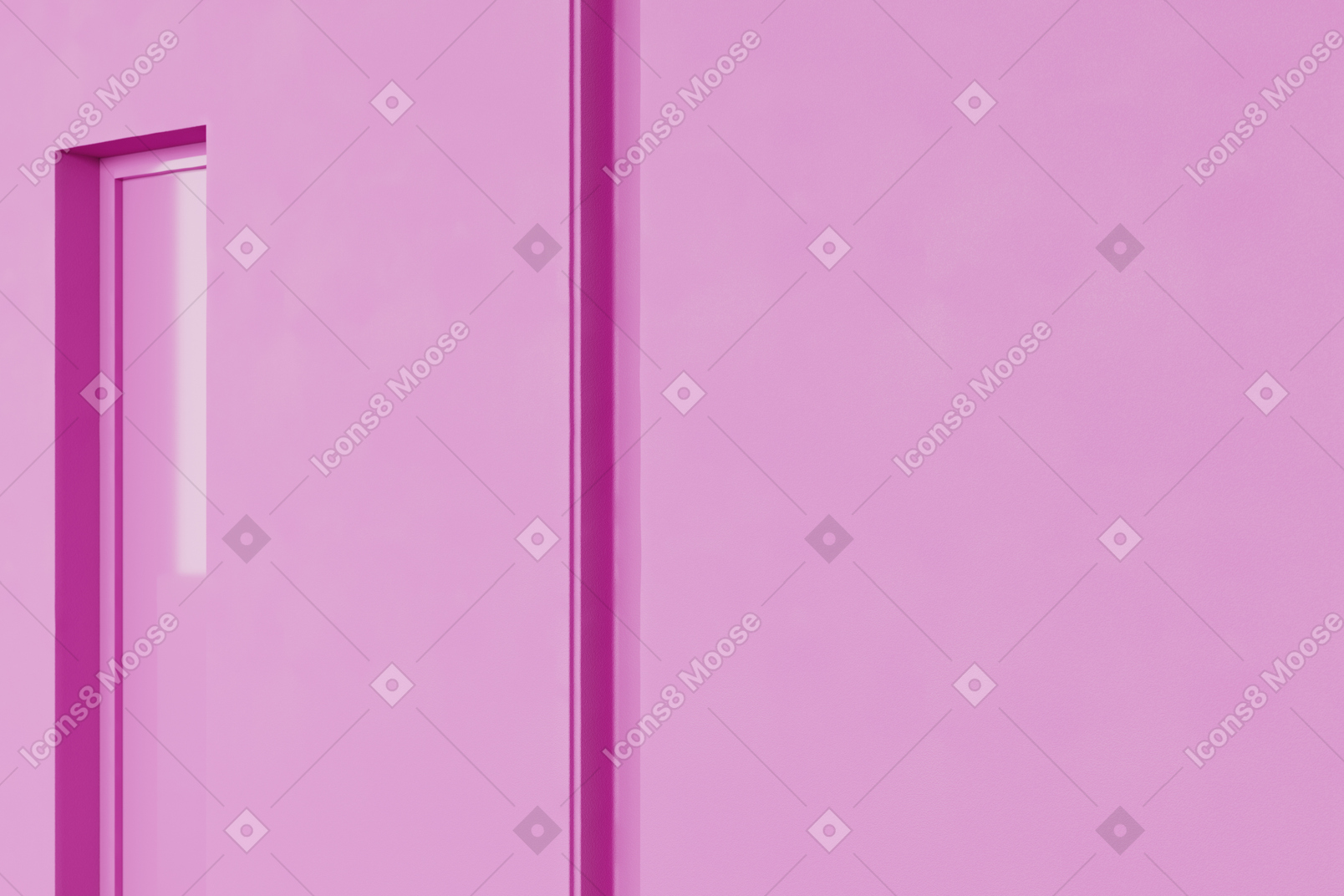 Розовая стена с дверным проемом
