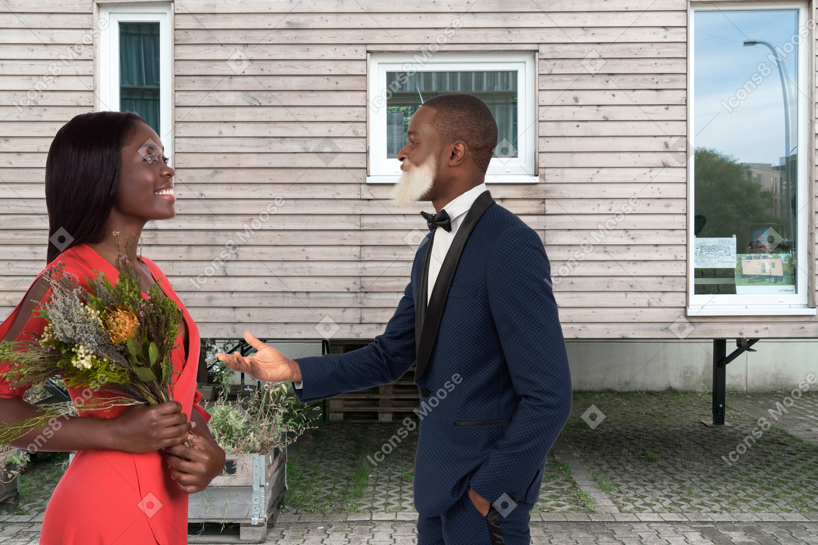 Person and groom looking at each other
