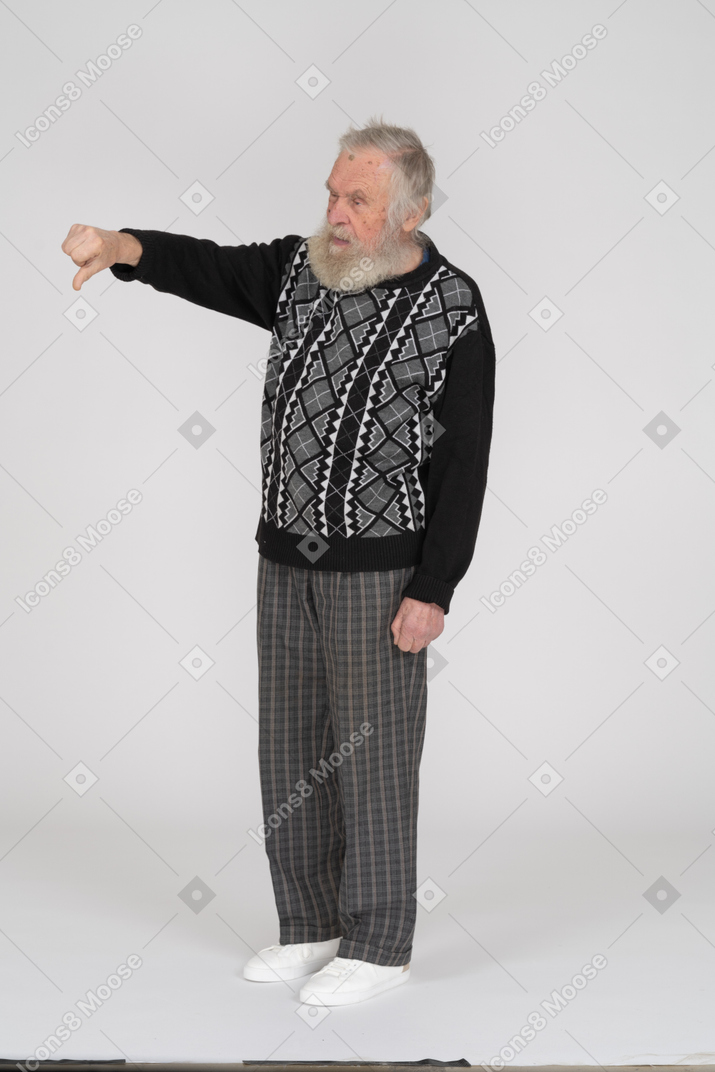 Old man giving thumbs down