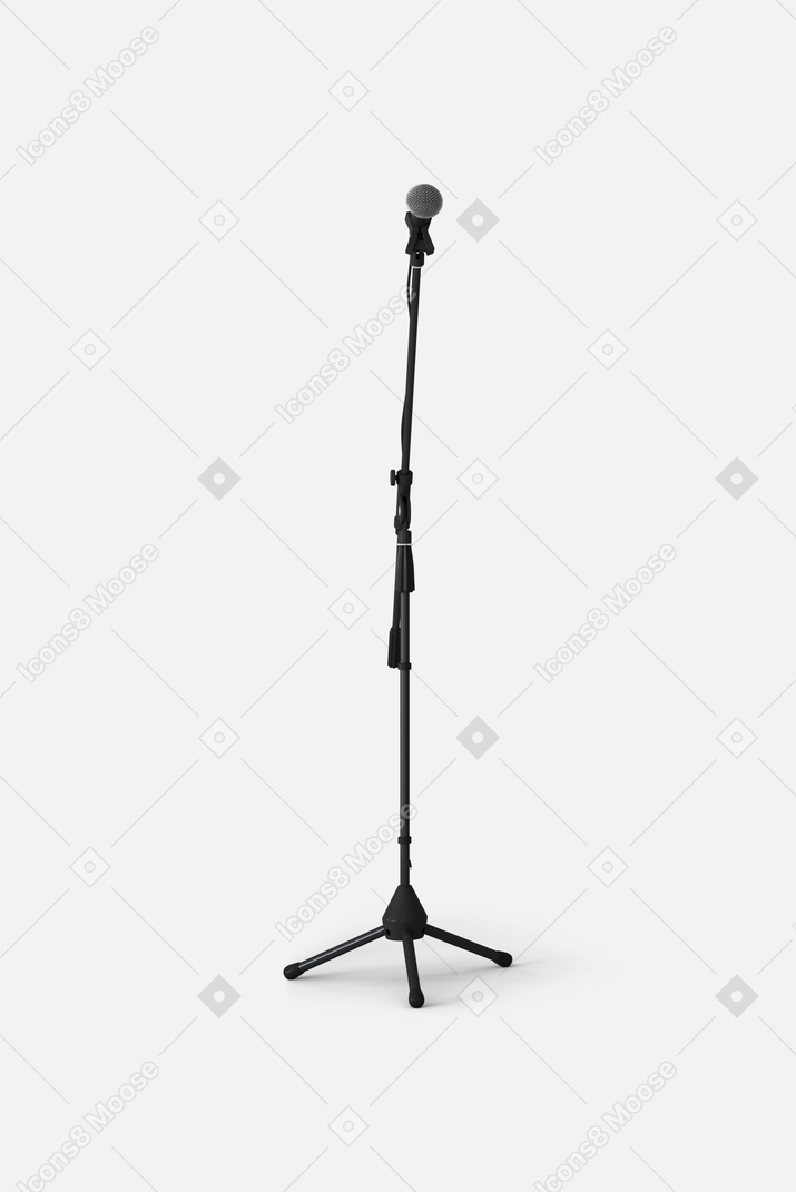 A side shot of a black telescoping microphone stand