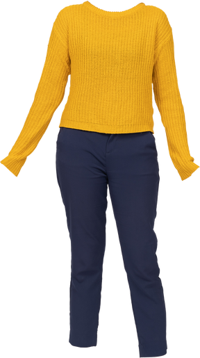 Gelbes sweatshirt und blaue hose