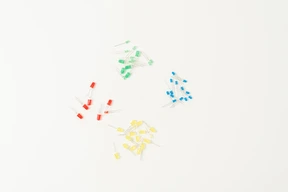 Colorful light-emitting diodes on a white background