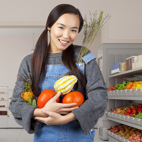 Young woman shopping for groceries