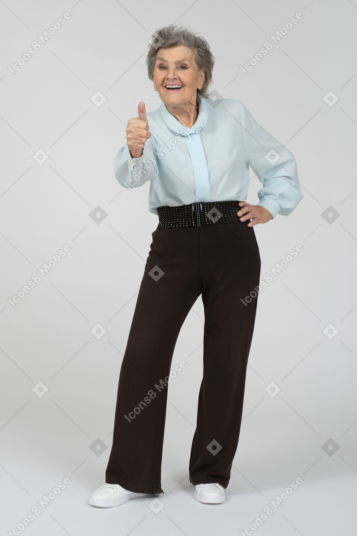 Old lady giving thumbs up