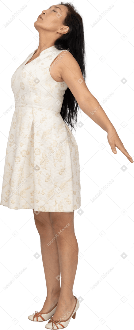 Woman in beautiful dress standing