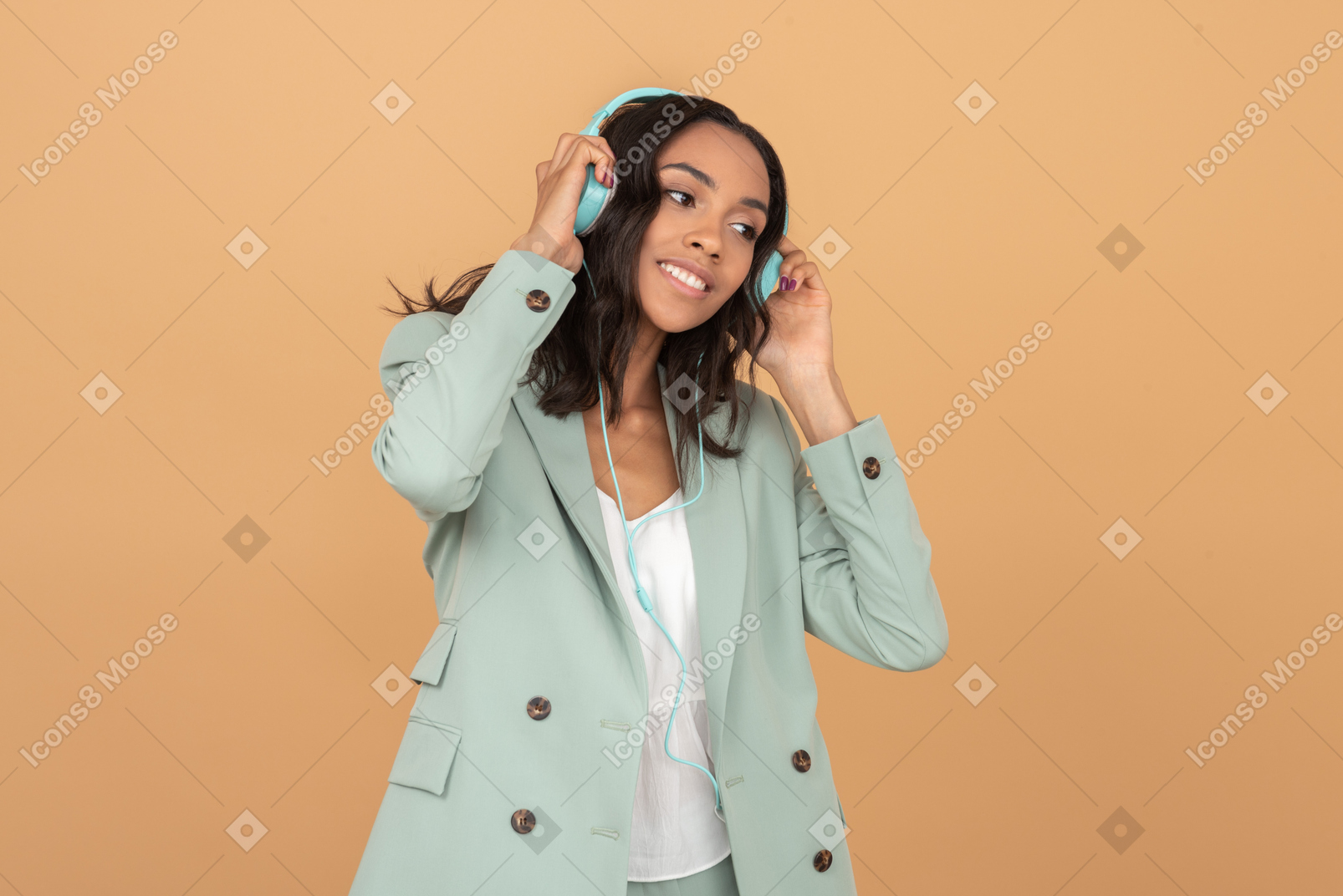 Pretty young girl enjoying music